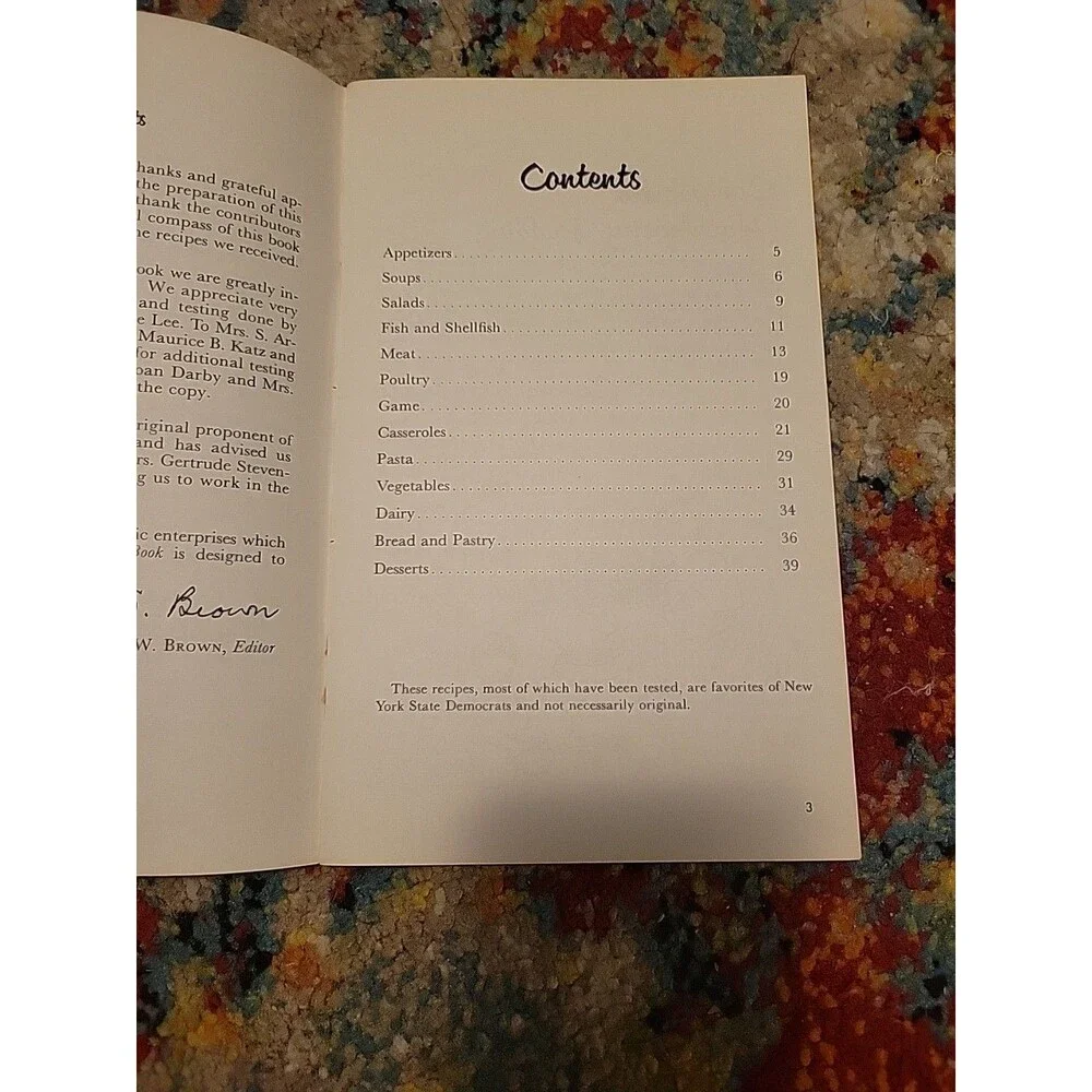 RARE Vtg Distaff Democrats' CookBook 1958 Recipes NYC NY Eleanor Roosevelt FDR